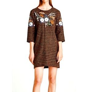 Zara Tweed Embroidered Sequin Dress